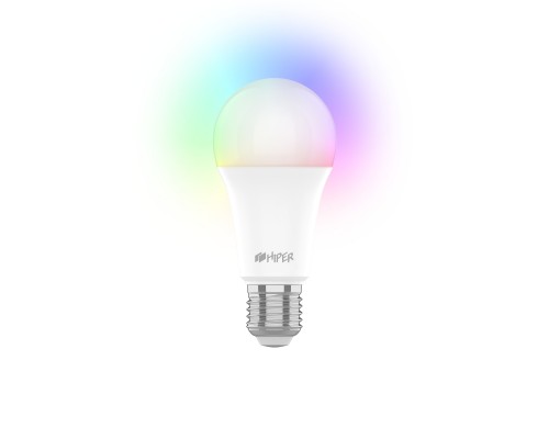 Умная лампочка HIPER IoT A60 RGB, Wi-Fi 2.4 ГГц, 10 Вт, E27, 940 лм, 2700K-6500K, LED, форм-фактор A60, белая