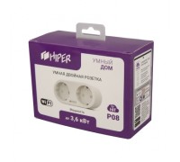 Умная розетка HIPER IoT P08 двойная, 2.4 ГГц, 802.11 b/g/n, 100-250 В, 16 А, 3600 Вт, 16 А, 50/60 Гц, ЕВРО, iOS, Android, белая                                                                                                                           