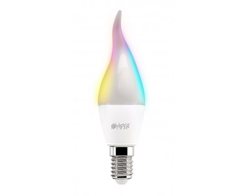 Умная LED лампочка Wi-Fi HIPER IoT LED C2 RGB, WiFi 2.4 ГГц, 802.11 b/g/n, E14, Candle CF37, AC 220-250В, 2700K-6500K, 6 Вт, 520 лм, Android  iOS