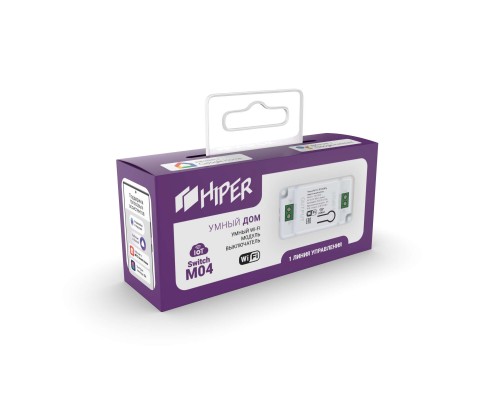 Умный модуль выключатель HIPER IoT Switch M04, Wi-Fi 2.4 ГГц, 2500 Вт, линий управления - 1, белый