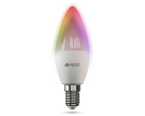 Умная LED лампочка Wi-Fi HIPER IoT C1 RGB, WiFi 2.4 ГГц, 802.11 b/g/n, E14, AC 220-250В, 2700K-6500K, A+, 520 лм, Android 5.1  iOS 10