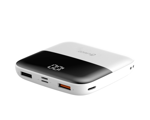 Внешний аккумулятор Unico Power Bank 10000Mah, вх 1x Micro USB, 2x Type-C), вых 2x USB, вх 5В 2А, вых 5В 2А, электронный дисплей,вкл провод type С-micro usb,литий-полимерный, белый