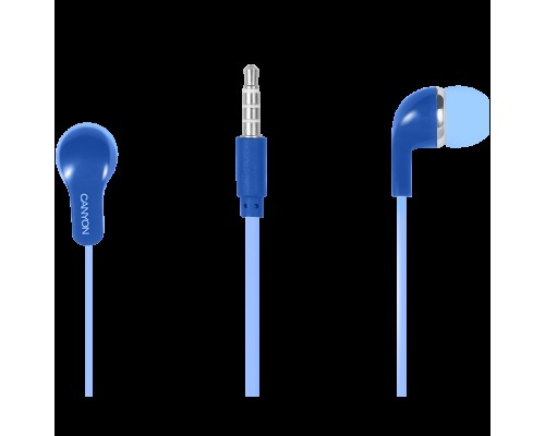 Наушники CANYON EPM-02 Stereo Earphones with inline microphone, Blue, cable length 1.2m, 20*15*10mm, 0.013kg