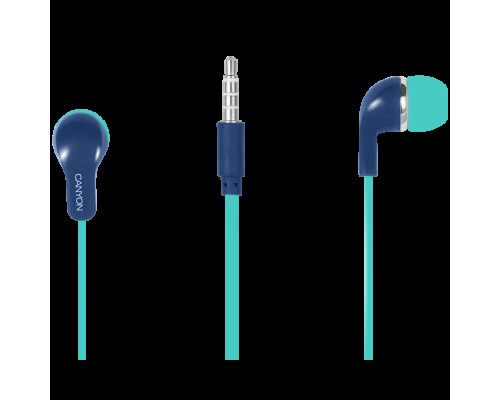 Наушники CANYON EPM-02 Stereo Earphones with inline microphone, Green+Blue, cable length 1.2m, 20*15*10mm, 0.013kg