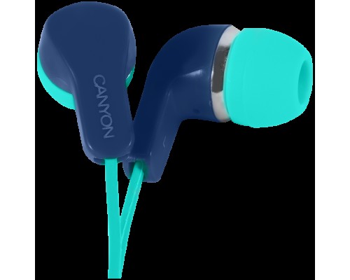 Наушники CANYON EPM-02 Stereo Earphones with inline microphone, Green+Blue, cable length 1.2m, 20*15*10mm, 0.013kg