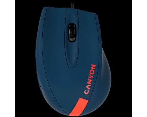 Мышь CANYON Wired Optical Mouse with 3 keys, DPI 1000 With 1.5M USB cable,Blue-Red,size 68*110*38mm,weight:0.072kg