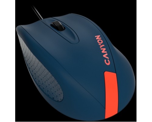 Мышь CANYON Wired Optical Mouse with 3 keys, DPI 1000 With 1.5M USB cable,Blue-Red,size 68*110*38mm,weight:0.072kg