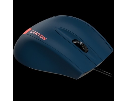 Мышь CANYON Wired Optical Mouse with 3 keys, DPI 1000 With 1.5M USB cable,Blue-Red,size 68*110*38mm,weight:0.072kg