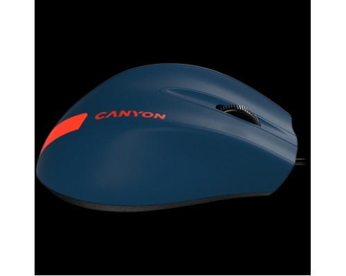 Мышь CANYON Wired Optical Mouse with 3 keys, DPI 1000 With 1.5M USB cable,Blue-Red,size 68*110*38mm,weight:0.072kg