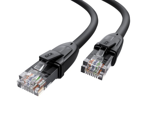 Патчкорд прямой 15.0m UTP кат.6, черный, 24 AWG, литой, ethernet high speed, RJ45, T568B