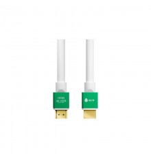 Кабель Greenconnect  0.5m HDMI версия 2.0, HDR 4:2:2, Ultra HD, 4K 60 fps 60Hz/5K*30Hz, 3D, AUDIO, 18.0 Гбит/с, 28/28 AWG, OD7.3mm, тройной экран, белый, AL корпус зеленый, GCR-51296                                                                    