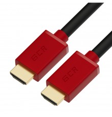 Кабель GCR  2.0m HDMI версия 2.0, HDR 4:2:2, Ultra HD, 4K 60 fps 60Hz/5K*30Hz, 3D, AUDIO, 18.0 Гбит/с, 28/28 AWG, OD7.3mm, тройной экран, черный, красные коннекторы, GCR-HM451-2.0m                                                                      