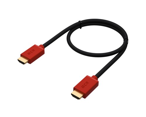 Кабель GCR  2.0m HDMI версия 2.0, HDR 4:2:2, Ultra HD, 4K 60 fps 60Hz/5K*30Hz, 3D, AUDIO, 18.0 Гбит/с, 28/28 AWG, OD7.3mm, тройной экран, черный, красные коннекторы, GCR-HM451-2.0m