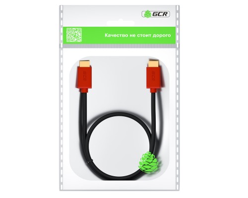 Кабель GCR  2.0m HDMI версия 2.0, HDR 4:2:2, Ultra HD, 4K 60 fps 60Hz/5K*30Hz, 3D, AUDIO, 18.0 Гбит/с, 28/28 AWG, OD7.3mm, тройной экран, черный, красные коннекторы, GCR-HM451-2.0m