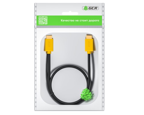 Кабель GCR  2.0m HDMI версия 2.0, HDR 4:2:2, Ultra HD, 4K 60 fps 60Hz/5K*30Hz, 3D, AUDIO, 18.0 Гбит/с, 28/28 AWG, OD7.3mm, тройной экран, черный, желтые коннекторы, GCR-HM441-2.0m