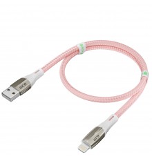 Кабель Greenconnect  1.2m для iPod, iPhone, iPad series MERCEDES& LED, PINK NYLON, супер быстрая зарядка, MFI, GCR-52165                                                                                                                                  