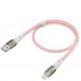 Кабель Greenconnect  1.2m для iPod, iPhone, iPad series MERCEDES& LED, PINK NYLON, супер быстрая зарядка, MFI, GCR-52165