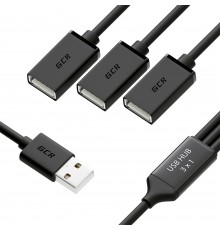 Док-разветвитель USB Hub 2.0 на 3 порта, 1.2m, гибкий, AM / 3 х AF, черный, GCR-52356                                                                                                                                                                     
