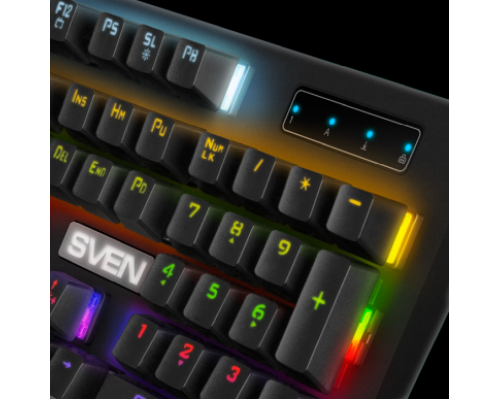 Клавиатура Sven KB-G9100 механическая, проводная, 104 кн, USB, Outemu Blue, RGB подсветка, черная