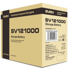 Аккумулятор Battery SVEN SV 121000 (12V 100Ah), 12V voltage, 100A*h capacity, max. discharging rate of 1000A, max. charging rate 30A, the type of lead-acid AGM, type lead terminal B5, L/W/H 307/168/211mm, 30kg                                         