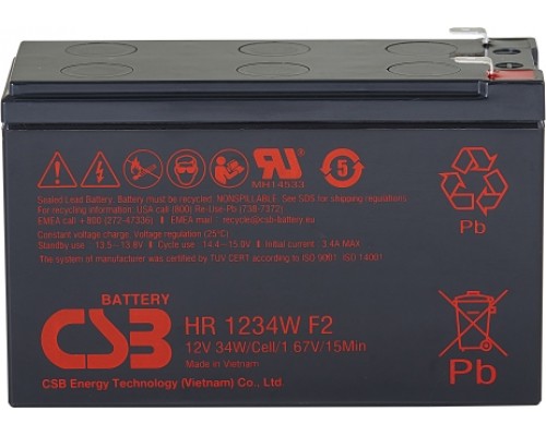 Аккумулятор CSB HR1234W, 12V  9Ah F2