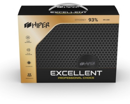 блок питания для ПК 1200 Ватт/ PSU HIPER HPG-1200FM (1200W 80+Gold, 14cm Fan, 220V input, Efficiency 90%, Modular, Black) BOX