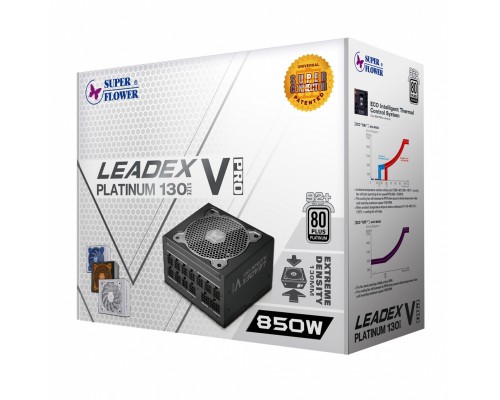 Блок питания Super Flower Power Supply Leadex V Pro Platinum, 850W, ATX, 120mm, 9xSATA, 3xPCI-E(6+2), APFC, 80+ Platinum, Full Modular