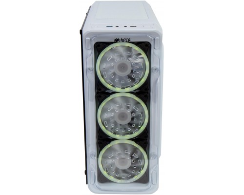 корпус для ПК без БП/ PC CASE HIPER MG100 WIND (w/o PSU, USB+HD audio, 1*RGB rear fan, 3*RGB front fan) White