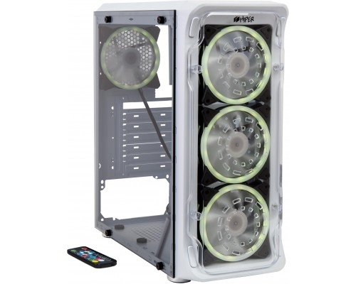 корпус для ПК без БП/ PC CASE HIPER MG100 WIND (w/o PSU, USB+HD audio, 1*RGB rear fan, 3*RGB front fan) White