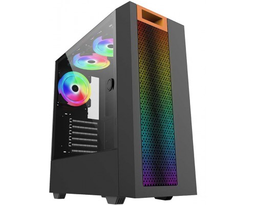 корпус для ПК без БП/ PC CASE HIPER HG304 ATOM (w/o PSU, USB+HD audio, 3*RGB front fan) BLACK