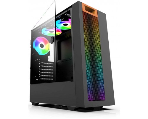 корпус для ПК без БП/ PC CASE HIPER HG304 ATOM (w/o PSU, USB+HD audio, 3*RGB front fan) BLACK