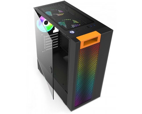 корпус для ПК без БП/ PC CASE HIPER HG304 ATOM (w/o PSU, USB+HD audio, 3*RGB front fan) BLACK