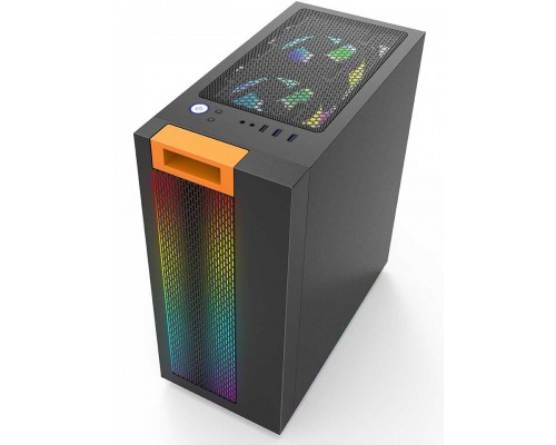 корпус для ПК без БП/ PC CASE HIPER HG304 ATOM (w/o PSU, USB+HD audio, 3*RGB front fan) BLACK