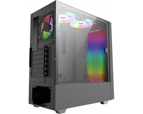 корпус для ПК без БП/ PC CASE HIPER HG304 ATOM (w/o PSU, USB+HD audio, 3*RGB front fan) BLACK