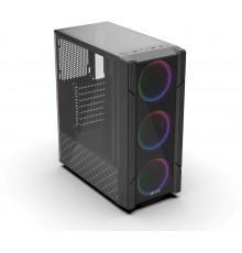 корпус для ПК без БП/ PC CASE HIPER XG301 POLARIS 2 (w/o PSU, USB+HD audio, 3*RGB front fan) BLACK                                                                                                                                                        