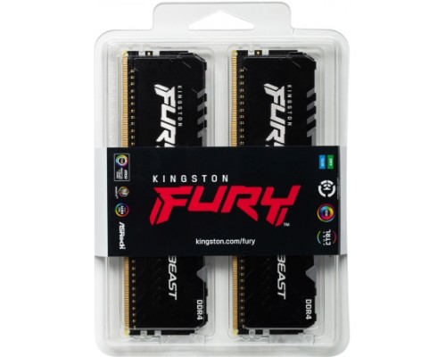 Оперативная память Kingston 16GB 3733MHz DDR4 CL19 DIMM (Kit of 2) FURY Beast RGB