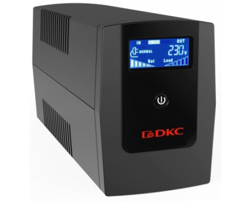Линейно-интерактивный ИБП ДКС серии Info LCD, 600 ВА/360 Вт, 1/1, 3xIEC C13, USB + RJ45, LCD, 1x7Aч