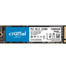 Накопитель Crucial SSD P2, 1000GB, M.2(22x80mm), NVMe, PCIe 3.0 x4, 3D TLC, R/W 2400/1800MB/s, IOPs н.д./н.д., TBW 300, DWPD 0.2 (12 мес.)                                                                                                                