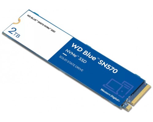 Накопитель WD SSD Blue SN570 NVMe, 2.0TB, M.2(22x80mm), NVMe, PCIe 3.0 x4, 3D TLC, R/W 3500/3500MB/s, IOPs 600 000/600 000, TBW 900, DWPD 0.2 (12 мес.)