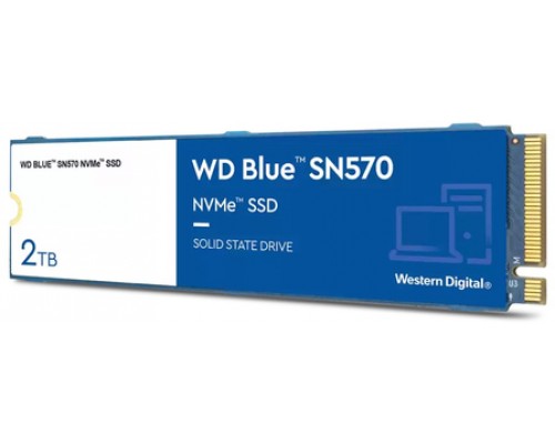 Накопитель WD SSD Blue SN570 NVMe, 2.0TB, M.2(22x80mm), NVMe, PCIe 3.0 x4, 3D TLC, R/W 3500/3500MB/s, IOPs 600 000/600 000, TBW 900, DWPD 0.2 (12 мес.)