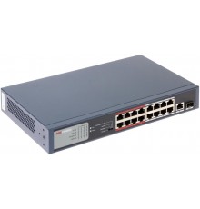 Коммутатор Hikvision DS-3E0318P-E(B) STN экран 128х64; хранилище: 3000 карт, 10000 событий; механическая клавиатура; uplink интерфейс: TCP/IP; тревожные вход/выход 2/2; DC12В; 3Вт; -20 °C...+65°C; размер 126.59                                        