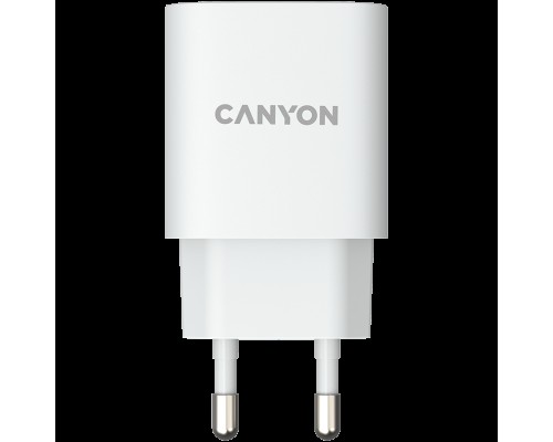 Адаптер питания Canyon, Wall charger with 1*USB, QC3.0 18W, Input: 100V-240V, Output: DC 5V/3A,9V/2A,12V/1.5A, Eu plug, OCP/OVP/OTP/SCP, CE, RoHS ,ERP. Size: 80.17*41.23*28.68mm, 50g, White