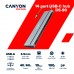 Концентратор Canyon 14 in 1 hub, with Type C female *2,Type C male *1:max 10Gbps,USBA*3:max 10Gbps,DP*1?VGA*1,SD card slot*1,TF card slot*1,Audio 3.5 audio*1,HDMI*2,RJ45*1,cable length 0.20m,Aluminum alloy housing,76*22.5*301mm,Dark grey