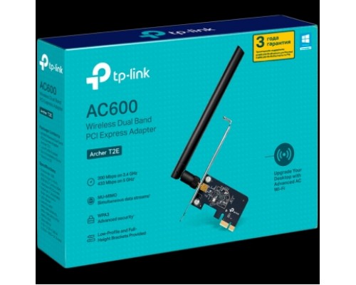 Сетевая плата AC600 Dual Band Wi-Fi PCI Express AdapterSPEED: 433 Mbps at 5 GHz + 200 Mbps at 2.4 GHzSPEC: 1 High Gain External Antennas