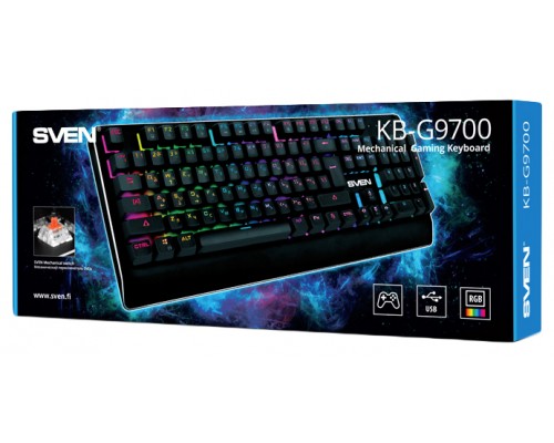 Клавиатура Sven KB-G9700 механическая, проводная, 104 кн, USB, Cherry MX Red, RGB подсветка, черная