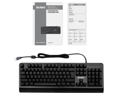 Клавиатура Sven KB-G9700 механическая, проводная, 104 кн, USB, Cherry MX Red, RGB подсветка, черная