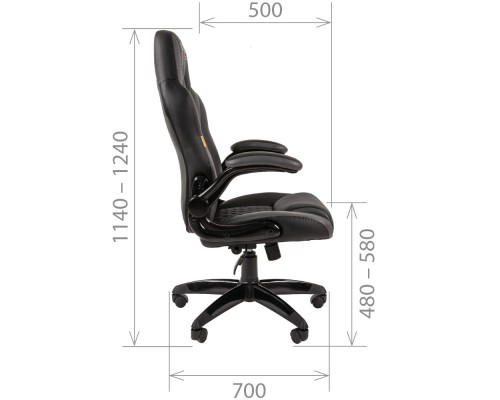 Игровое кресло Chairman game 15 компьютерное, до 120 кг, экокожа/пластик, цвет  черный/серый