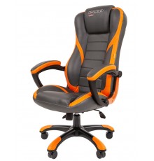 Игровое кресло Chairman game 22 00-07019435 компьютерное, до 180 кг, экокожа/пластик, цвет  серый/оранжевый                                                                                                                                               