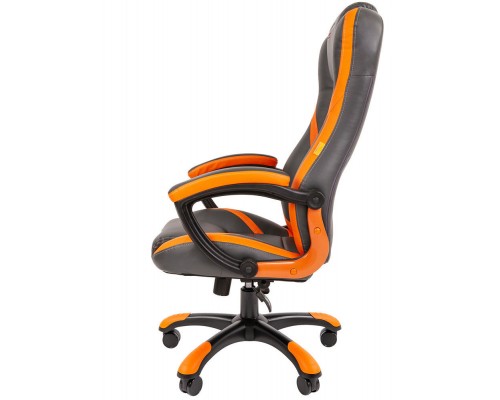 Игровое кресло Chairman game 22 00-07019435 компьютерное, до 180 кг, экокожа/пластик, цвет  серый/оранжевый