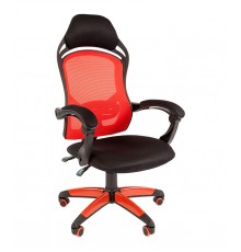 Игровое кресло Chairman game 12 компьютерное, до 120 кг, ткань/сетчатый акрил, цвет  черный/красный                                                                                                                                                       